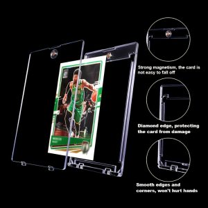 A Transparent Acrylic Storage Solution for Trading Cards, Featuring 25 Magnetic Holders Designed to Protect Baseball Cards And Display Football Cards Securely