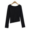 One neck slanted shoulder, off shoulder elastic slim fit top