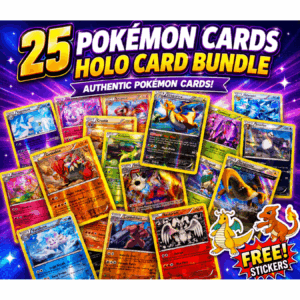 25 Pokémon Holo Cards Bundle with Free Stickers | Authentic Pokémon Trading Card Collection Pack