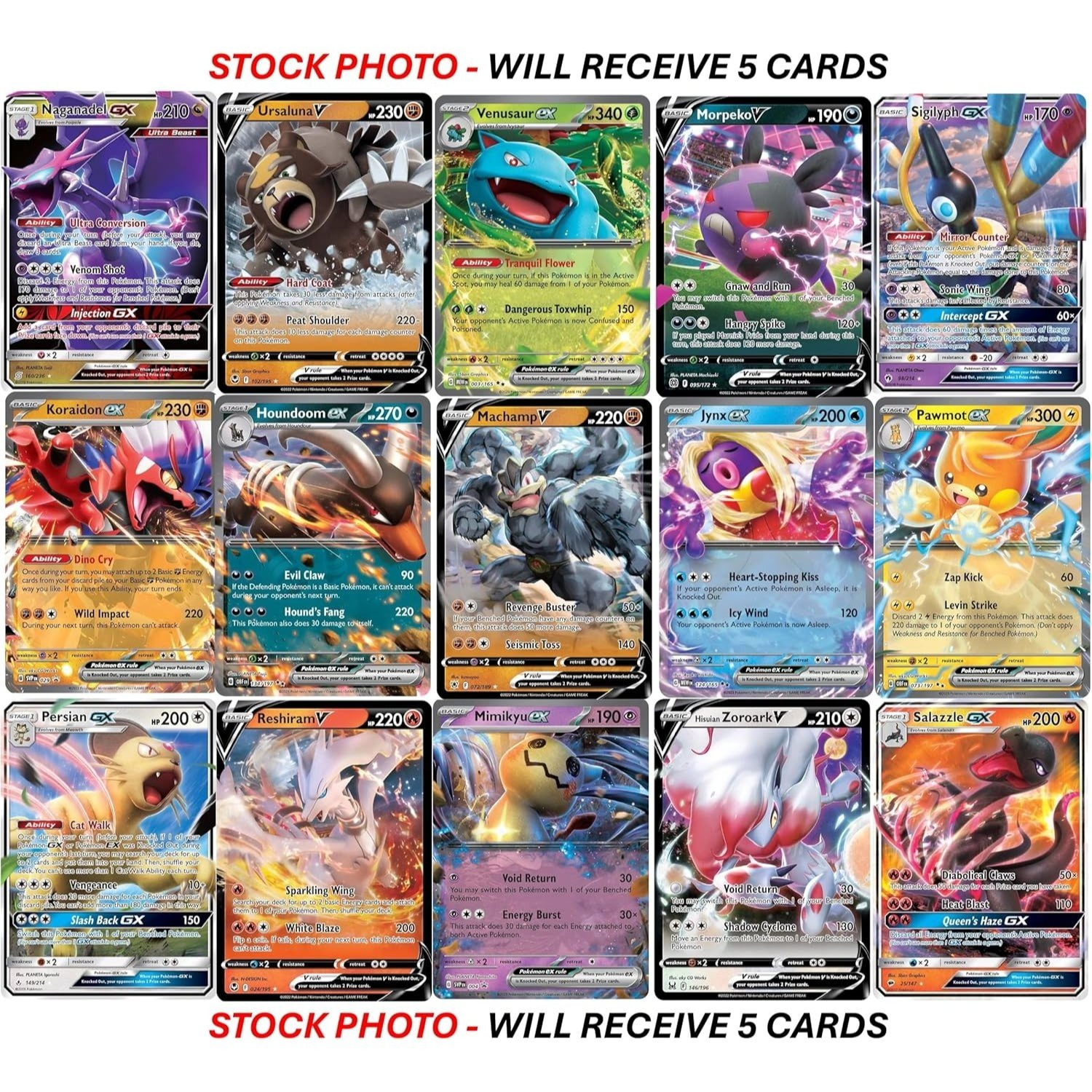 Pokémon TCG Card Lot – 5 Pokemon Ultra Rare Card Lot - V, Gx, ex, Assorted Variety - No Duplicates - Image 3
